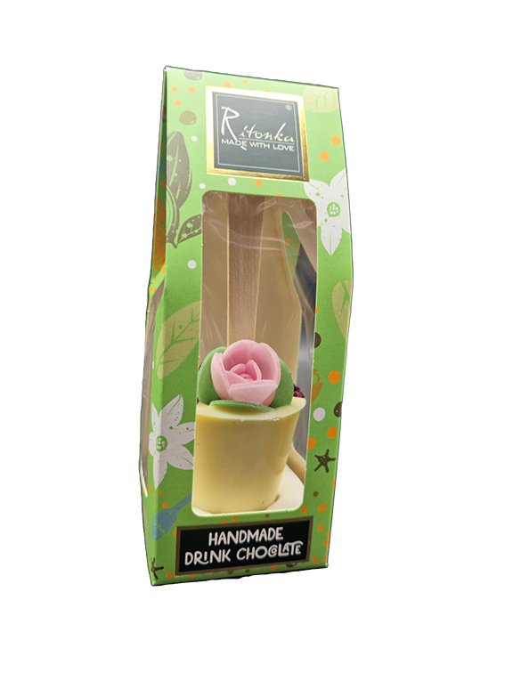 White drinking chocolate on a stick - rose, flower