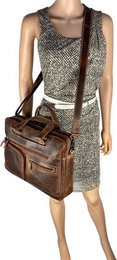 Bolso portátil Messenger Bag 15 Cognac de cuero de búfalo de 6 pulgadas