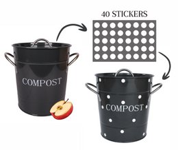 Cubo de compost de carbón lunares blancos 21x19 cm