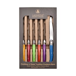 LAGUIOLE HERITAGE Cuchillos para Carne Tradition Colors 6 piezas
