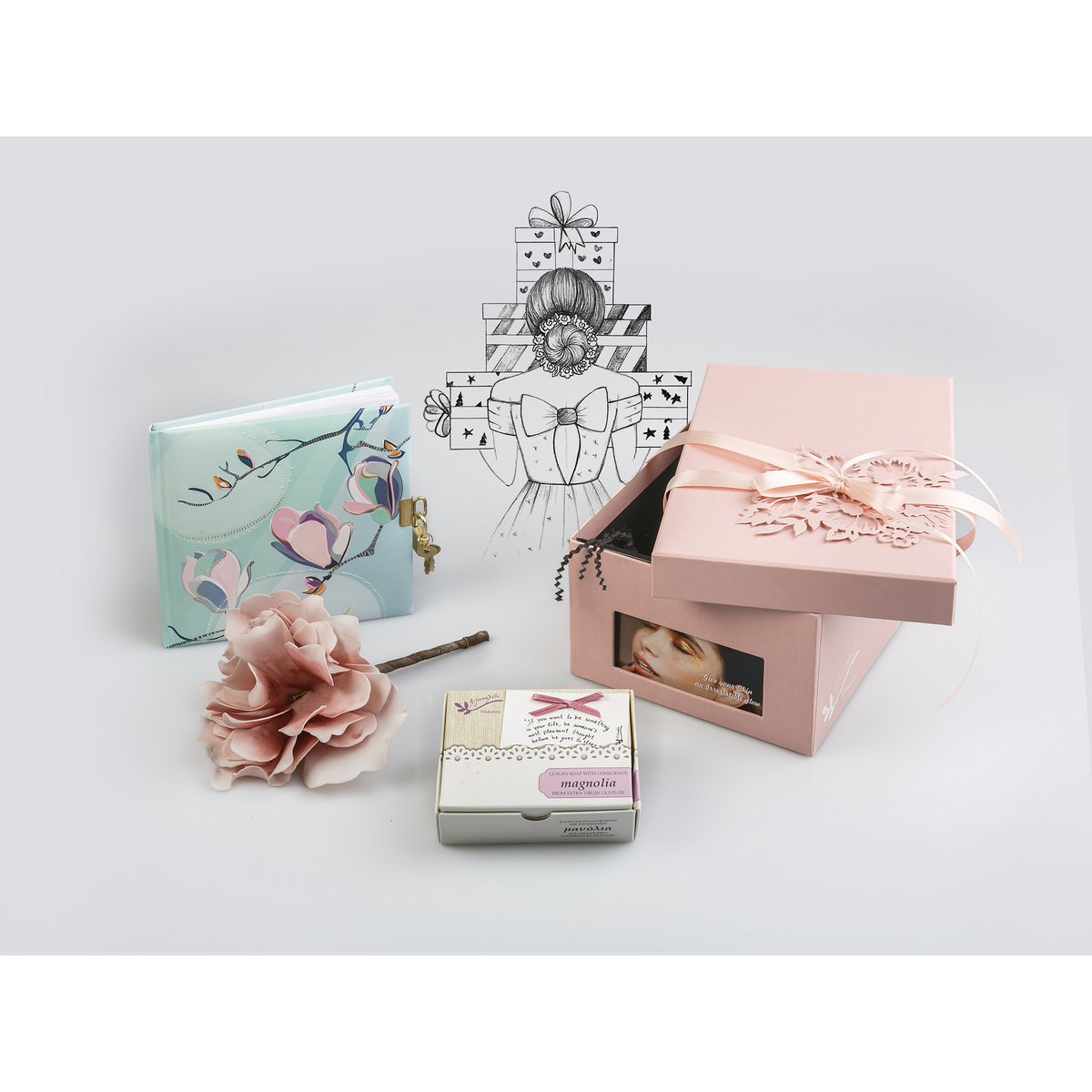 Różowe, luksusowe pudełko upominkowe Wellness: Magnolia