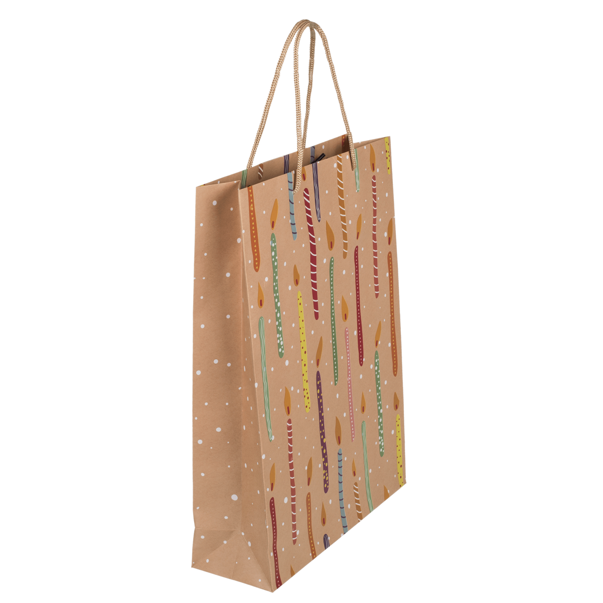 Paper gift bag, ballooons & candles,