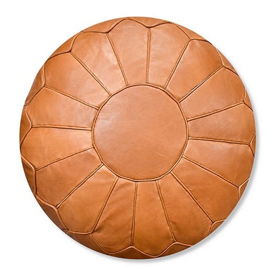 Lederen Pouffe - Sand Brown (XL)