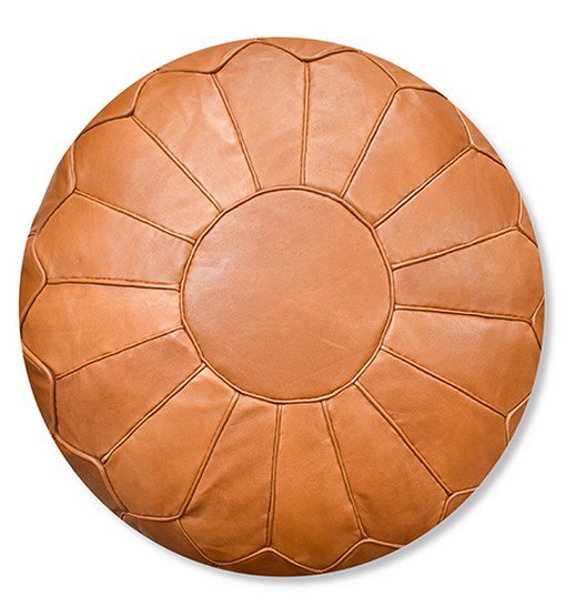 Leder Pouffe - Sandbraun (XL)