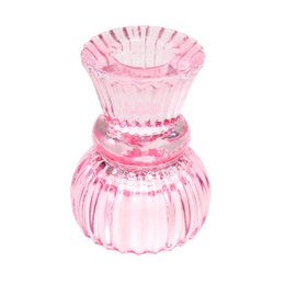 Double ended glass candle holder - Pink