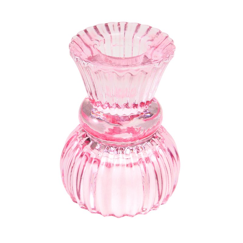 Bougeoir en verre à double extrémité - Rose