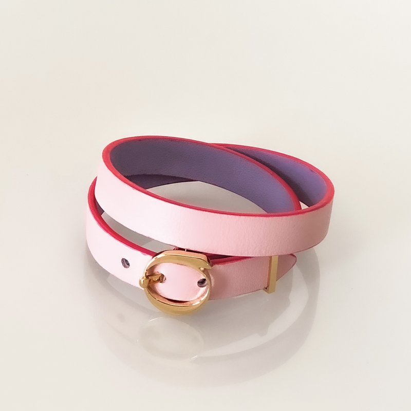 DUO TWIST leather bracelet Pink - Lila