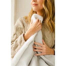 COPERTA IN NIDO D'APE-AGNELLO - GRIGIO