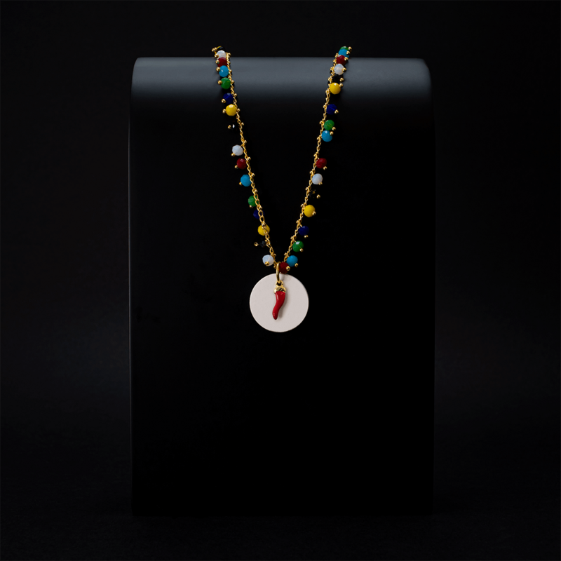 Peacock olfactory necklace