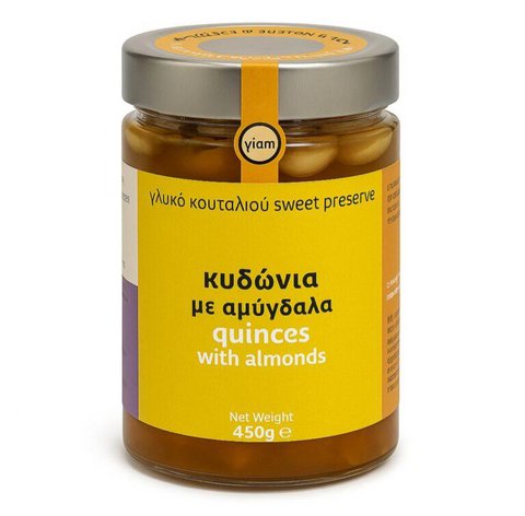 YIAM Griechische traditionelle handgemachte Löffelquitten mit Mandeln, 450 g