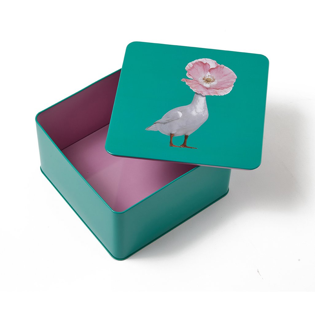 Diva square metal tin box