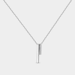 Silver necklace with elongated motifs and zircons