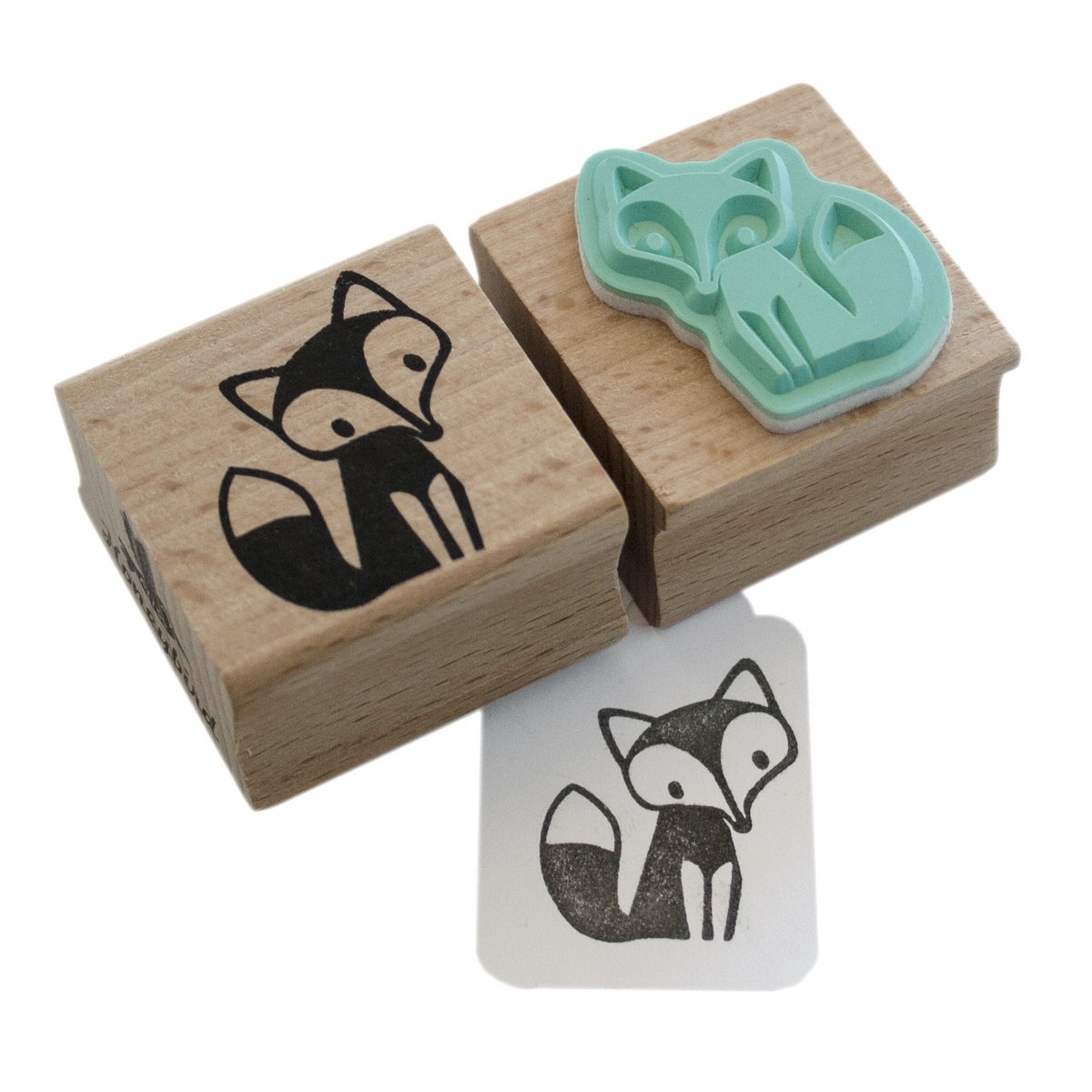 Timbro di gomma di legno di volpe adorabile
