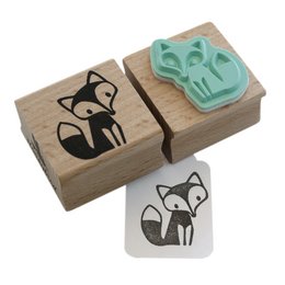 Timbro di gomma di legno di volpe adorabile