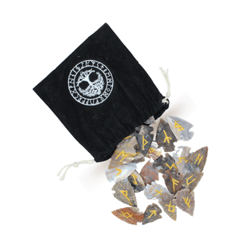 Rune Viking Arrowheads with Velvet Bag 25 Pcs