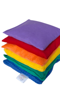 Pittenzakjes regenboog, sensory bean bag rainbow, kirschkernkissen regenbogen