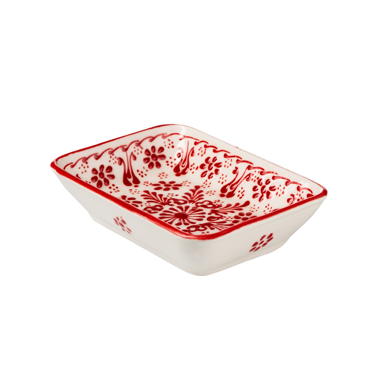 Zeepbakje Sülün rood, met de hand beschilderd