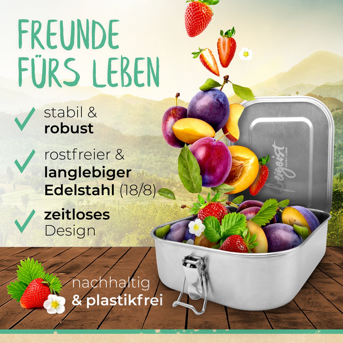 Stainless steel lunch box | stainless steel, unbreakable, leak-proof | 800ml
