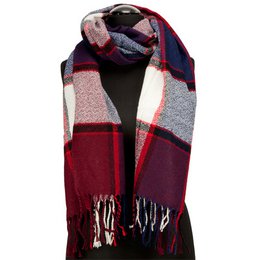 Modieuze sjaal, 180x52cm, rood-wit-blauw-zwart