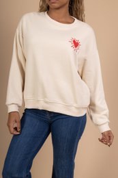 Unisex oversize sweatshirt – broderet rødt hjerte – BOMULD – 9038416