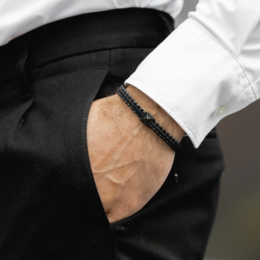 Bracelet Homme Pyramide Noir avec Zircon