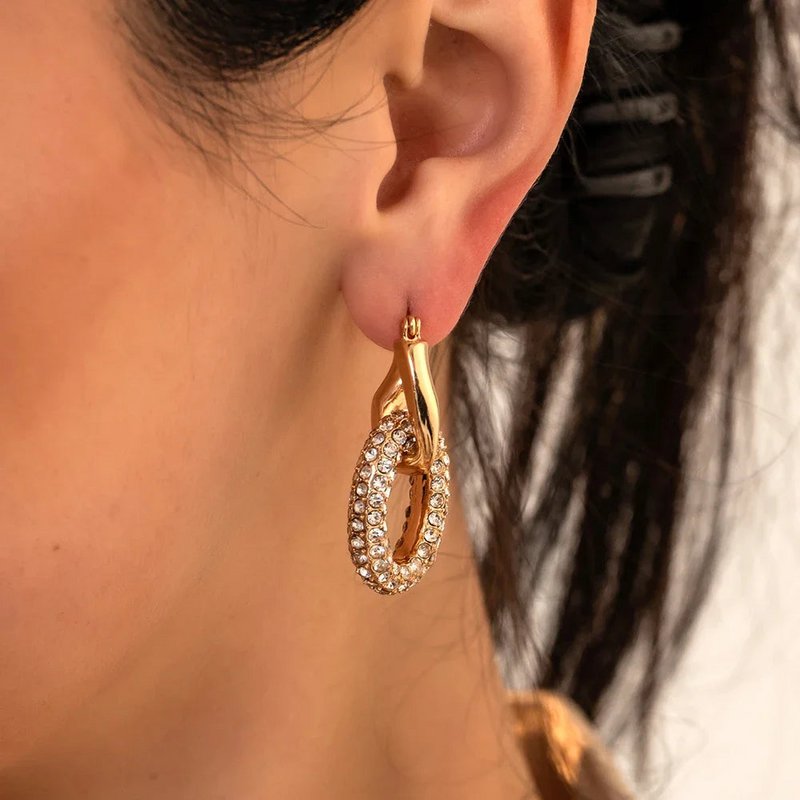 Boucles d'oreilles Punk cercle pendentif brillant strass en acier inoxydable, boucles d'oreilles pendantes ovales rondes antirouille, bijoux Huggie de fête en Zircon, nouveau