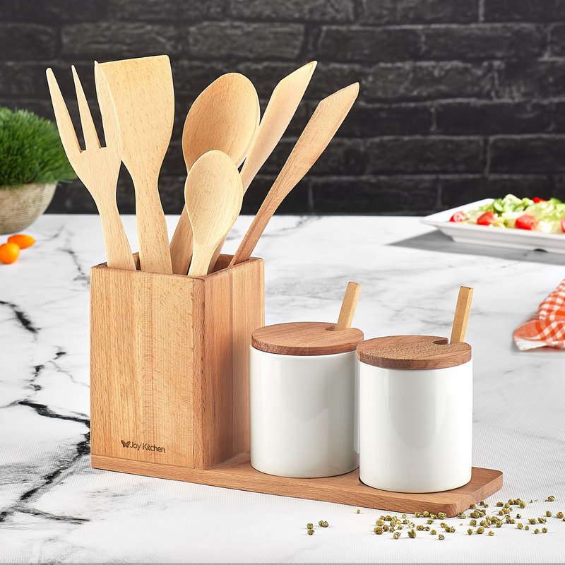 Joy Kitchen houten keuken set - keukengerei-/kruiden schaaltjes