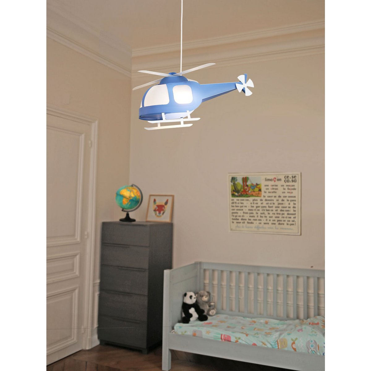 LÁMPARA COLGANTE INFANTIL HELICÓPTERO AZUL