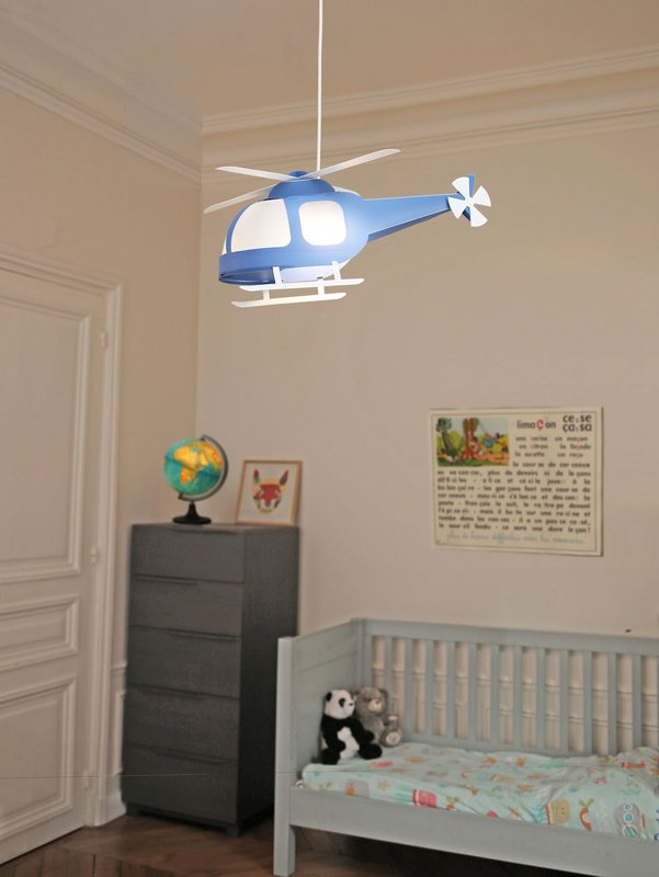 BLÅ HELIKOPTER BARNEHÆNGELAMPE