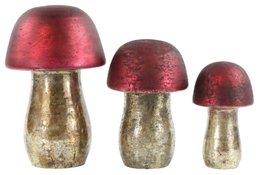 GLASS MUSHROOMS ROSSO 3 PIECE SET (HOFF3619)