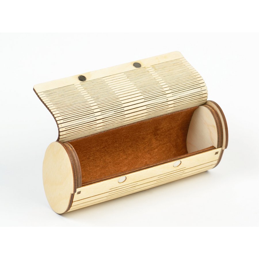 Krea-Wood handgemaakte brillenkoker van berkenhout met magneten. Natuurlijke kleur.