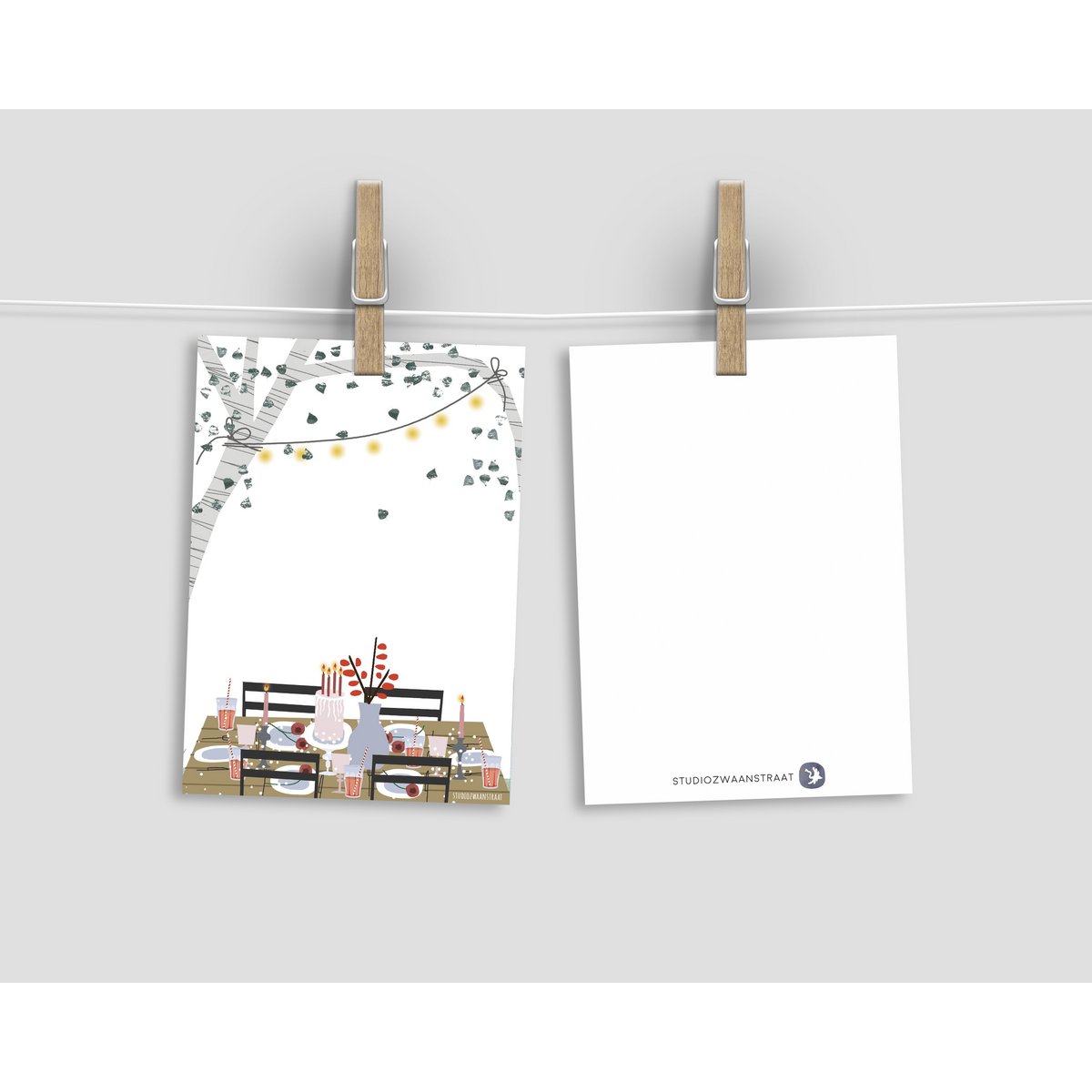 postcard 'outside dinner'