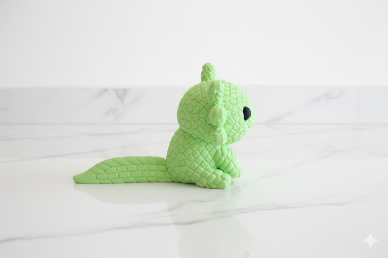 Eterna Wonder – Axolotl-Figur im Strickstil – Dekorationsobjekt – Grün
