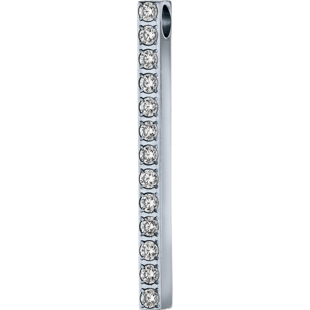 PURE - Hanger 24,8 mm lang, gepolijst met gezette zirkonia op een rij, gemaakt van roestvrij staal
