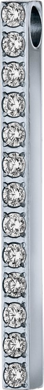 PURE - Hanger 24,8 mm lang, gepolijst met gezette zirkonia op een rij, gemaakt van roestvrij staal