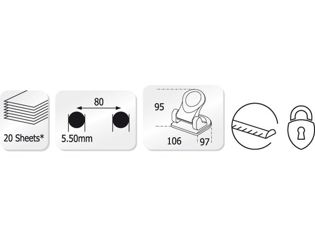 Hulmaskine Kangaro perfo 20 sorte max 20 ark, med guide, 0,55 mm