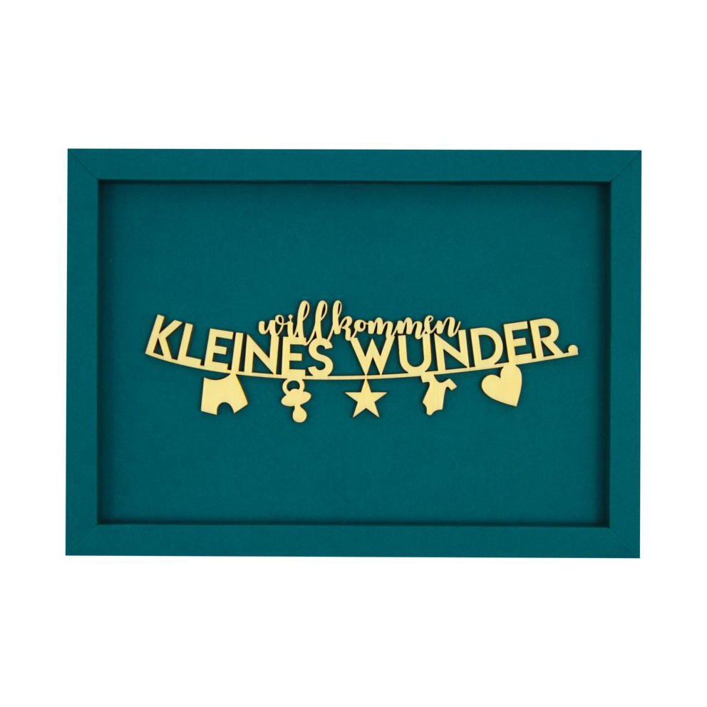 WELCOME LITTLE MIRACLE - baby frame card wood lettering magnet