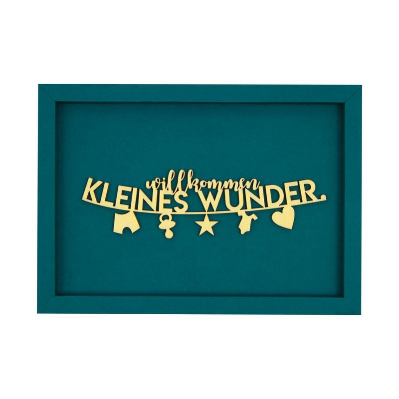 WELCOME LITTLE MIRACLE - baby frame card wood lettering magnet