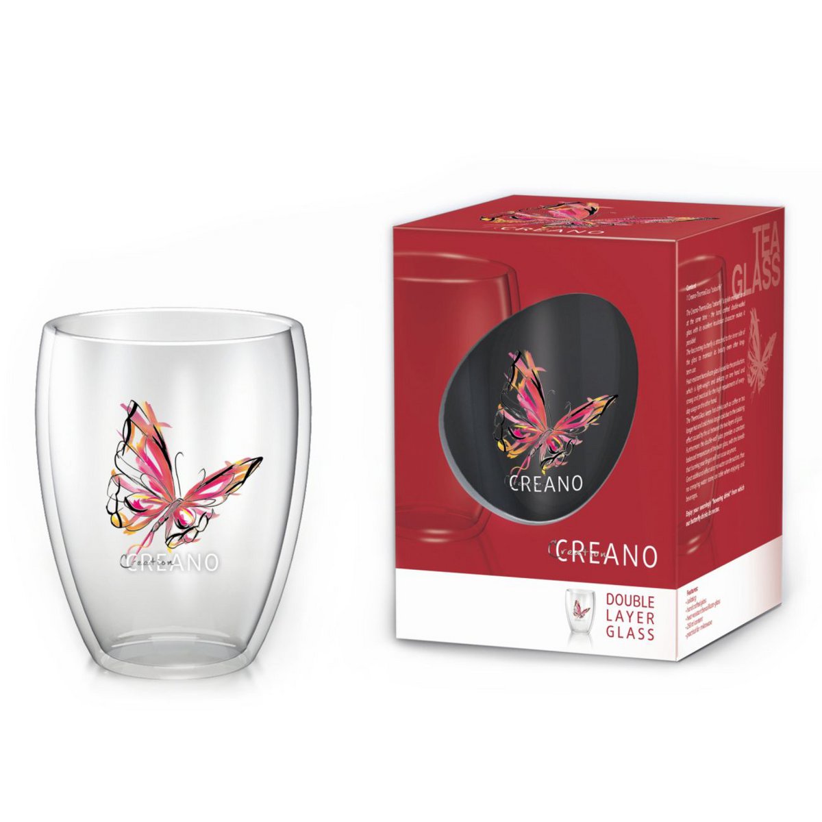 Creano Doppelwandglas Schmetterling 250ml 6er Set