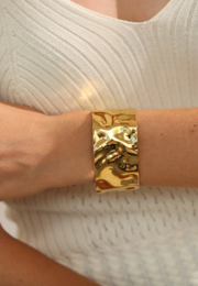 August - Hammered Wide Cuff Bracelet