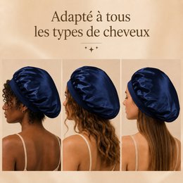 Bonnet de Nuit Satin Effet Sois Bleu Nuit