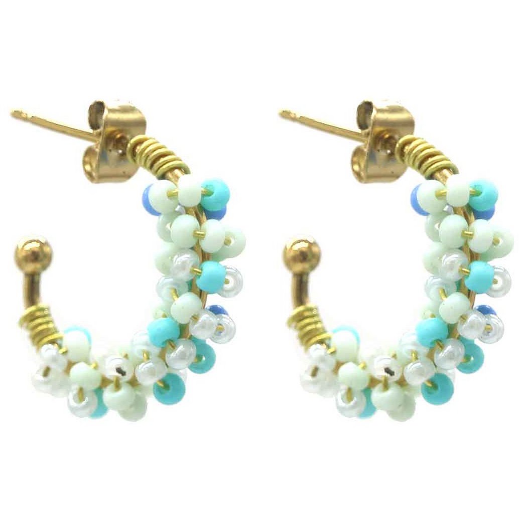 B-B4.3 E221-566-3 S. Steel Earrings Glassbeads