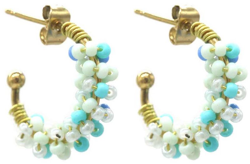 B-B4.3 E221-566-3 S. Steel Earrings Glassbeads