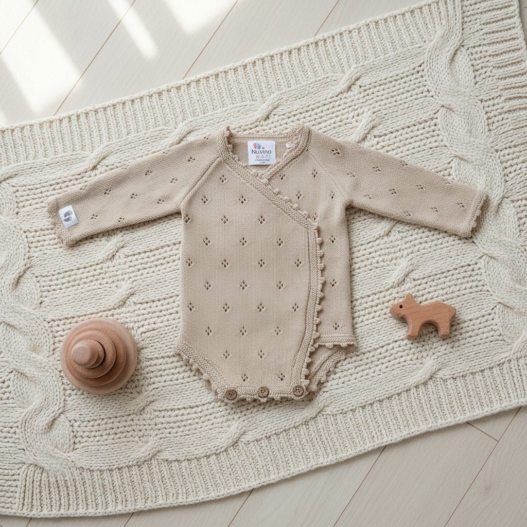 Tutina per bebè lavorata a maglia Nuvinokids® Soft Beige