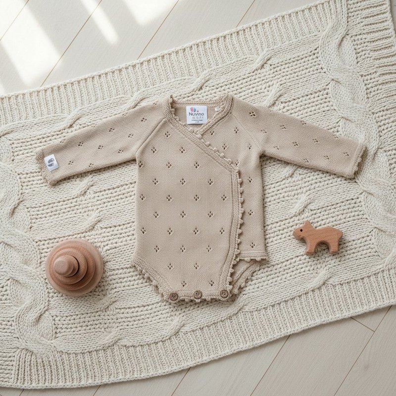 Tutina per bebè lavorata a maglia Nuvinokids® Soft Beige