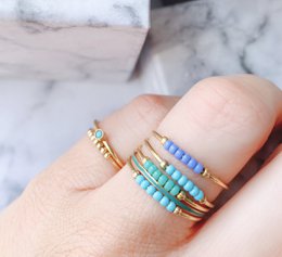 R0982 Angst Ring Palm Vintage Lila Perlen Vergoldet