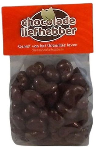 Cashewnoten overgoten met pure chocolade 200 gram