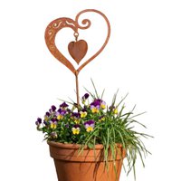 Rust decorative heart duet for hanging or on a stick | Mother's Day metal hearts