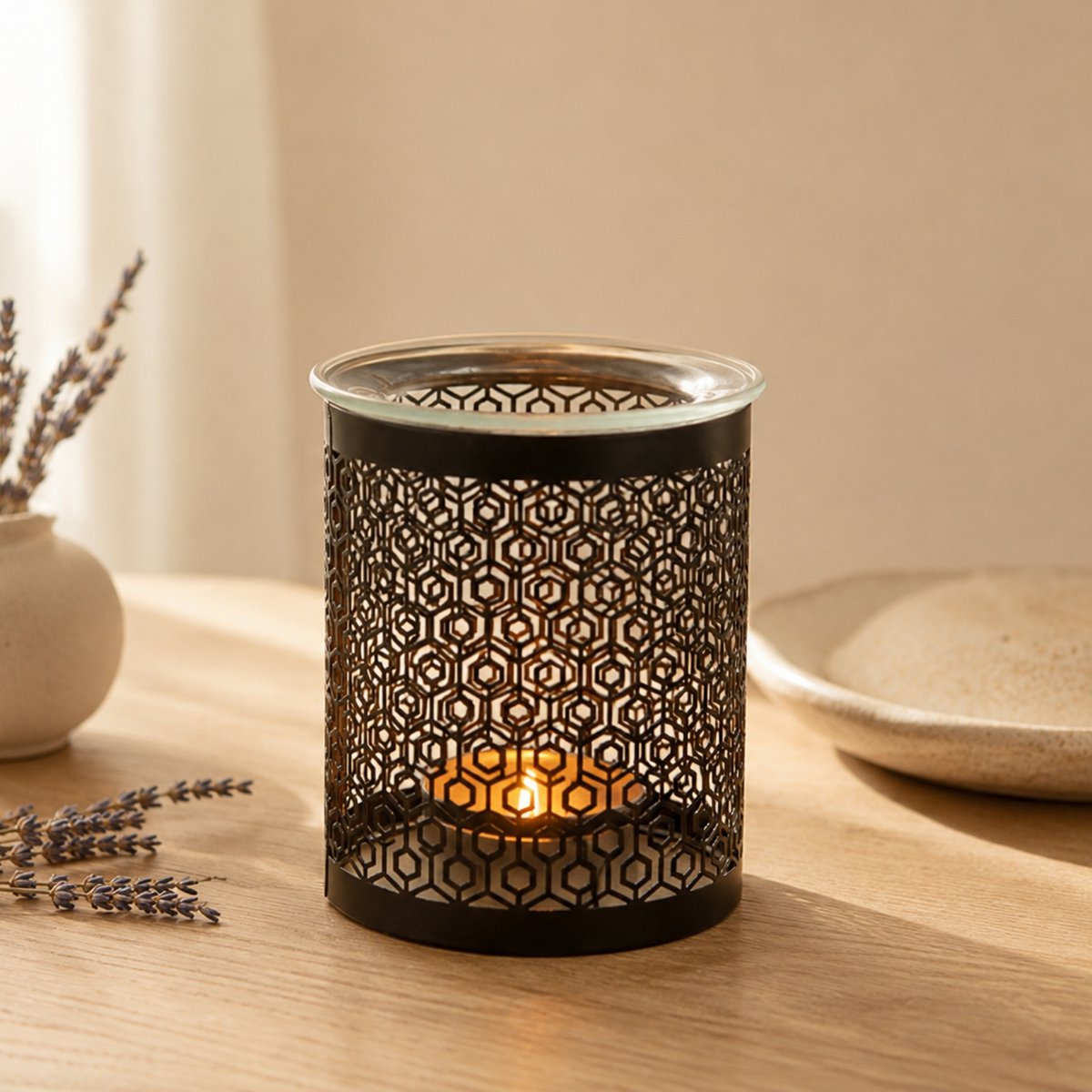 Perfume burner Metally Series – The Perfect – Original Pattern – Healthy Diffusion – in Metal and Glass – Interior Decoration – Gift Idea
