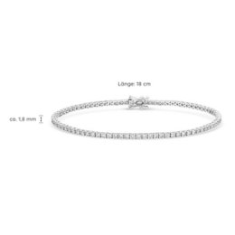 Bracciale tennis in oro bianco, diamanti da 2,11 ct, 18,0 cm